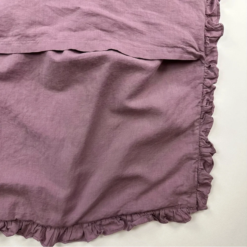 Tahari Home Lavender Shabby Chic Lace Trim Linen Cotton Euro Pillow Sham
